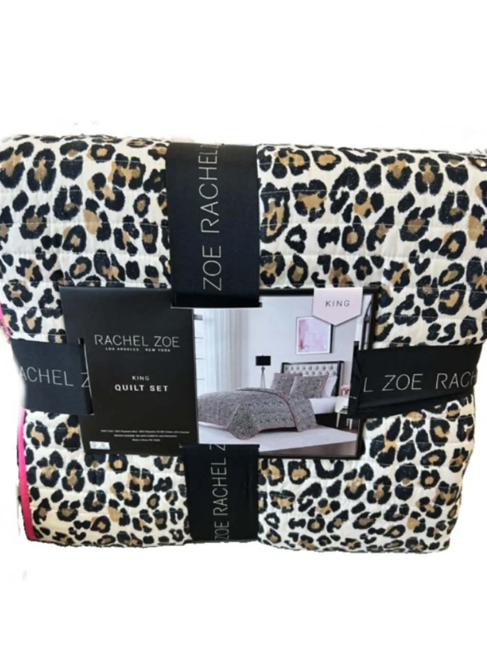 Rachel Zoe Animal Print King Brown, Black and Tan Quilt Set 106”x92”